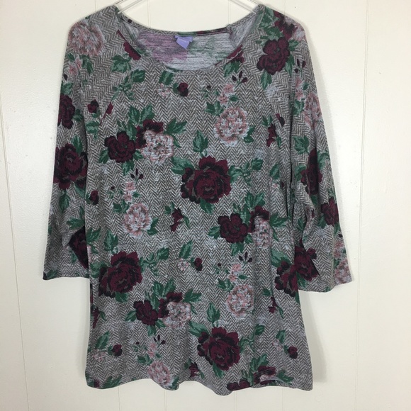 Laura Scott Tops - Laura Scott Long Sleeve Floral Women's Top Size 2X